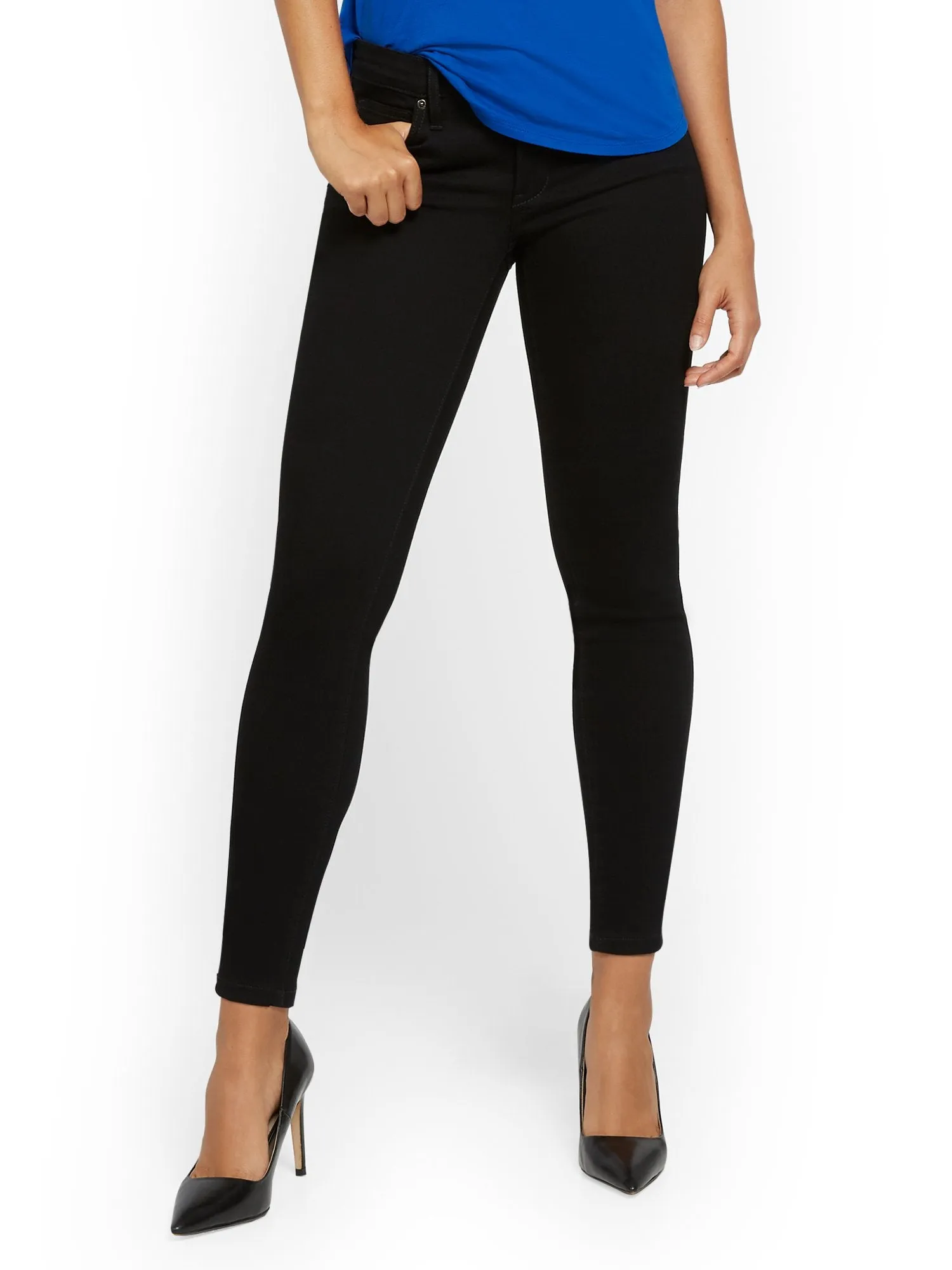 Abby Mid-Rise Slimming No Gap Super-Skinny Ankle Jeans - Black
