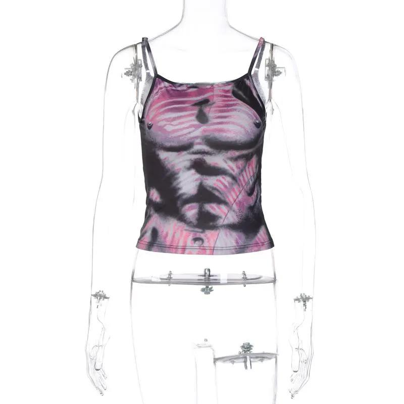 Body pattern contrast backless cami top cyberpunk Sci-Fi Fashion