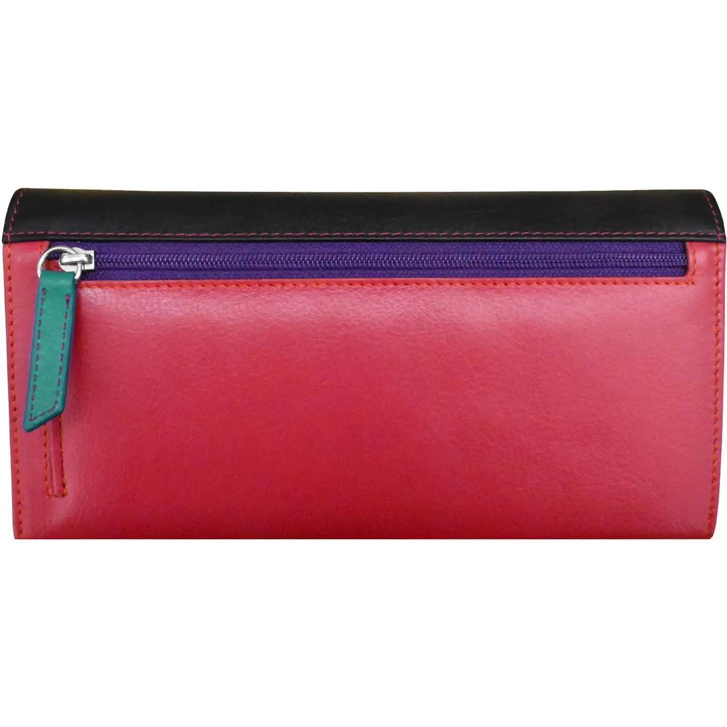 ili New York Multi Color Rosemary Wallet Black Brights Leather