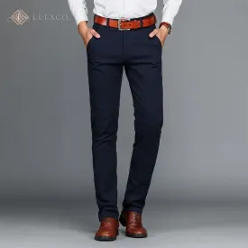 Luexco Men's Slim Straight Business Casual Khaki Pants