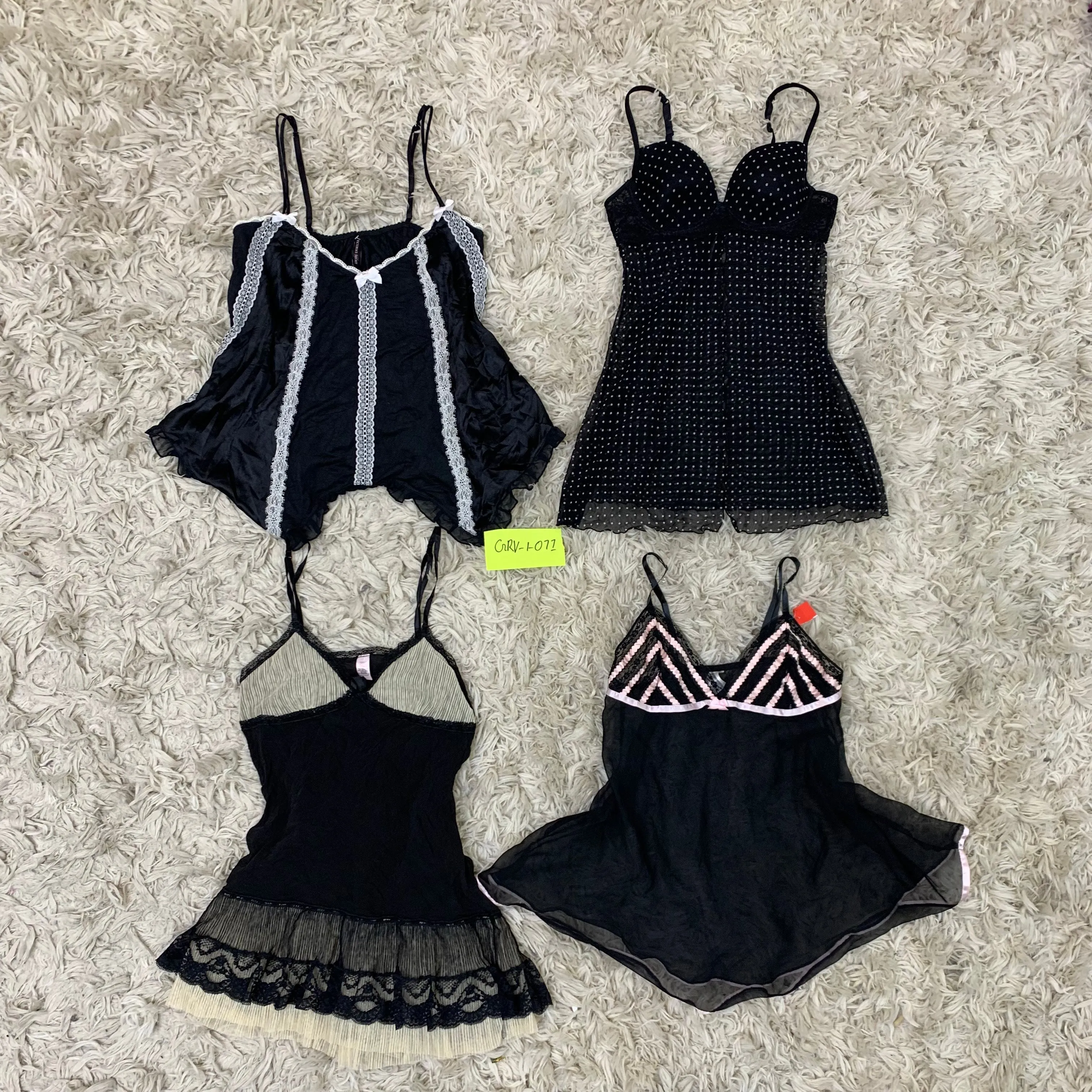 Y2K 2024 Black Slip Tops and Dresses