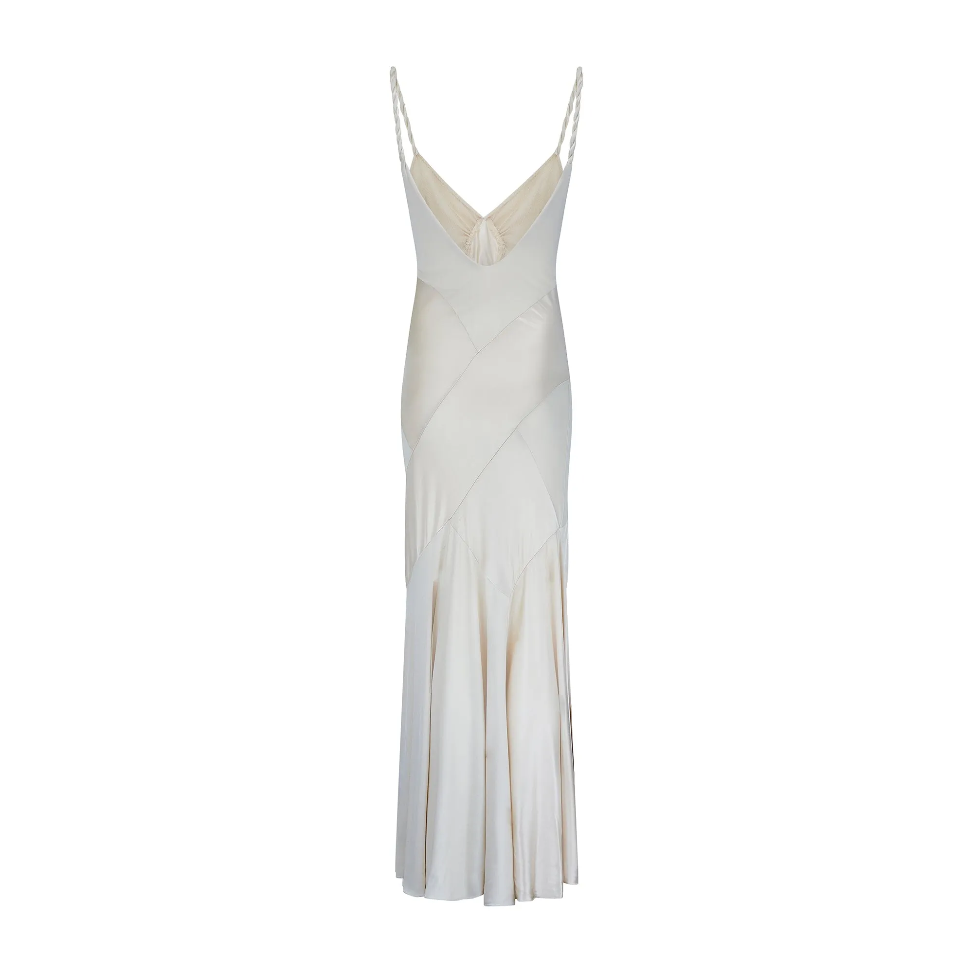 Y2K Blumarine Bias Cut Jersey Cream Slip Dress